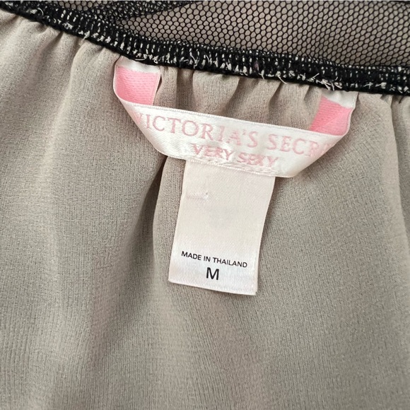 Victoria’s Secret Very Sexy Babydoll Top Size M Mesh Tan Black Rhinestone - Picture 7 of 10